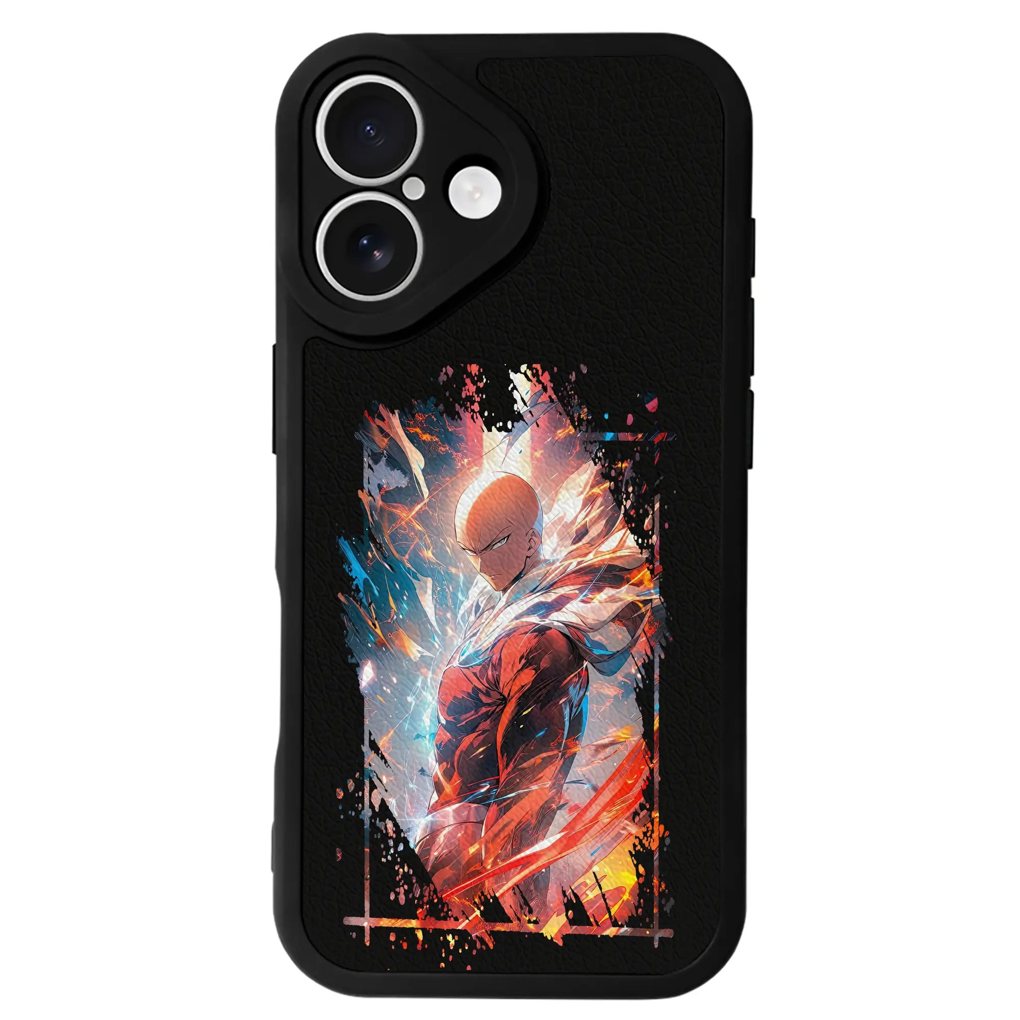 ワンパンマン グッズ サイタマ - IPhone 16シリーズ対応 ・ シリコンスマホケース ・ レザー調 ・ 高精度フィット ・ 耐衝撃 ・ ワイヤレス充電対応 ・ 精密カット